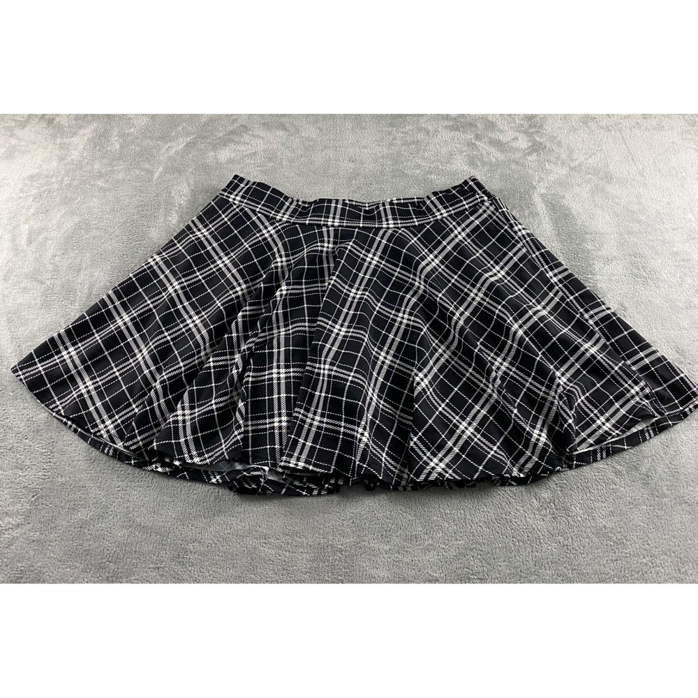 DJT Womens Black White Plaid Skater Mini Skirt Plus Size 4XL Elastic Waist Grid